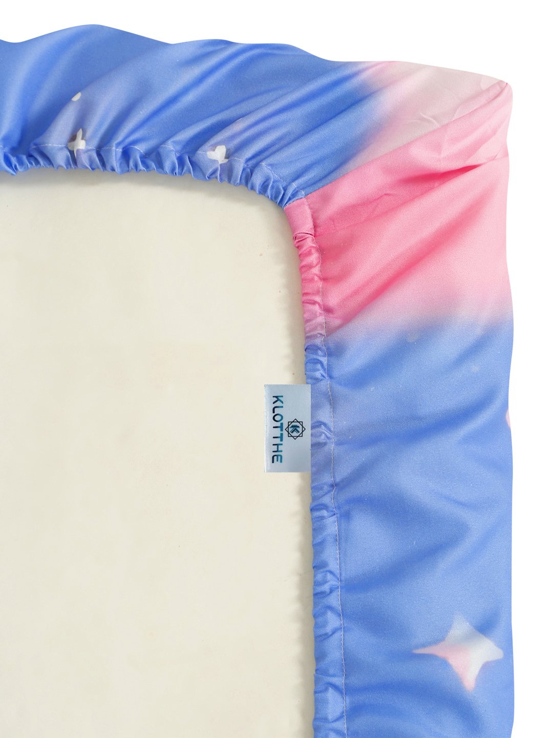 Blue 7D Cartoon Characters Printed Fitted Cotton Blend Double Bedsheet with 2 Pillow Covers