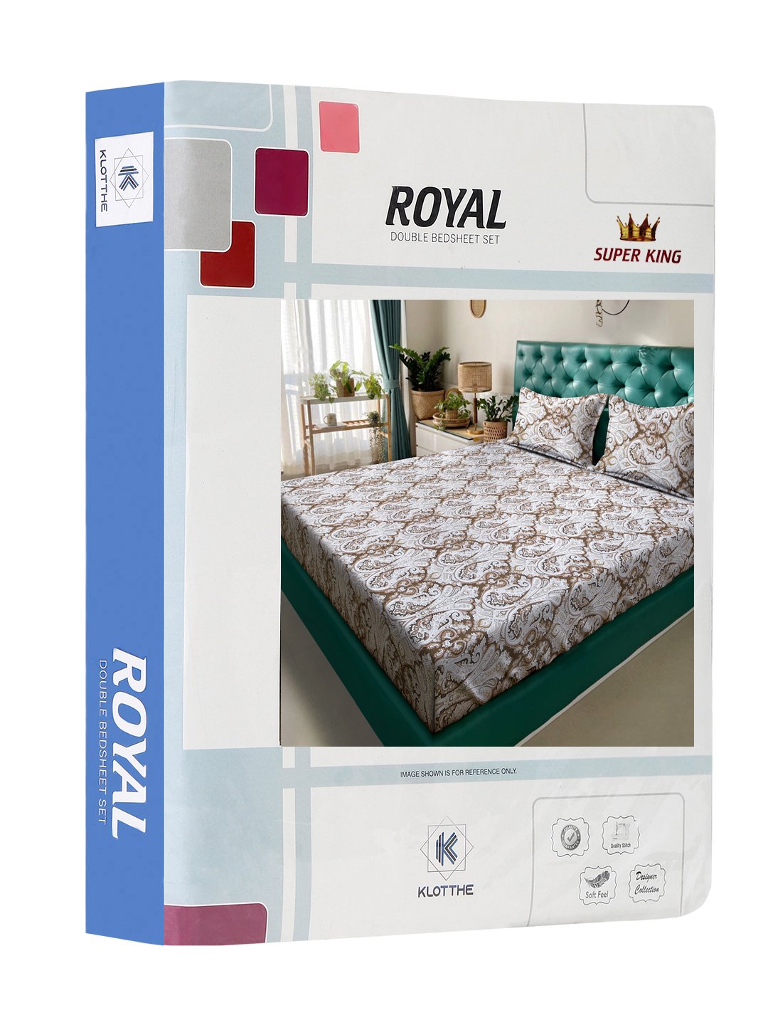 Brown Floral 400 TC Pure Cotton Double Bedsheet in Book Fold Packing