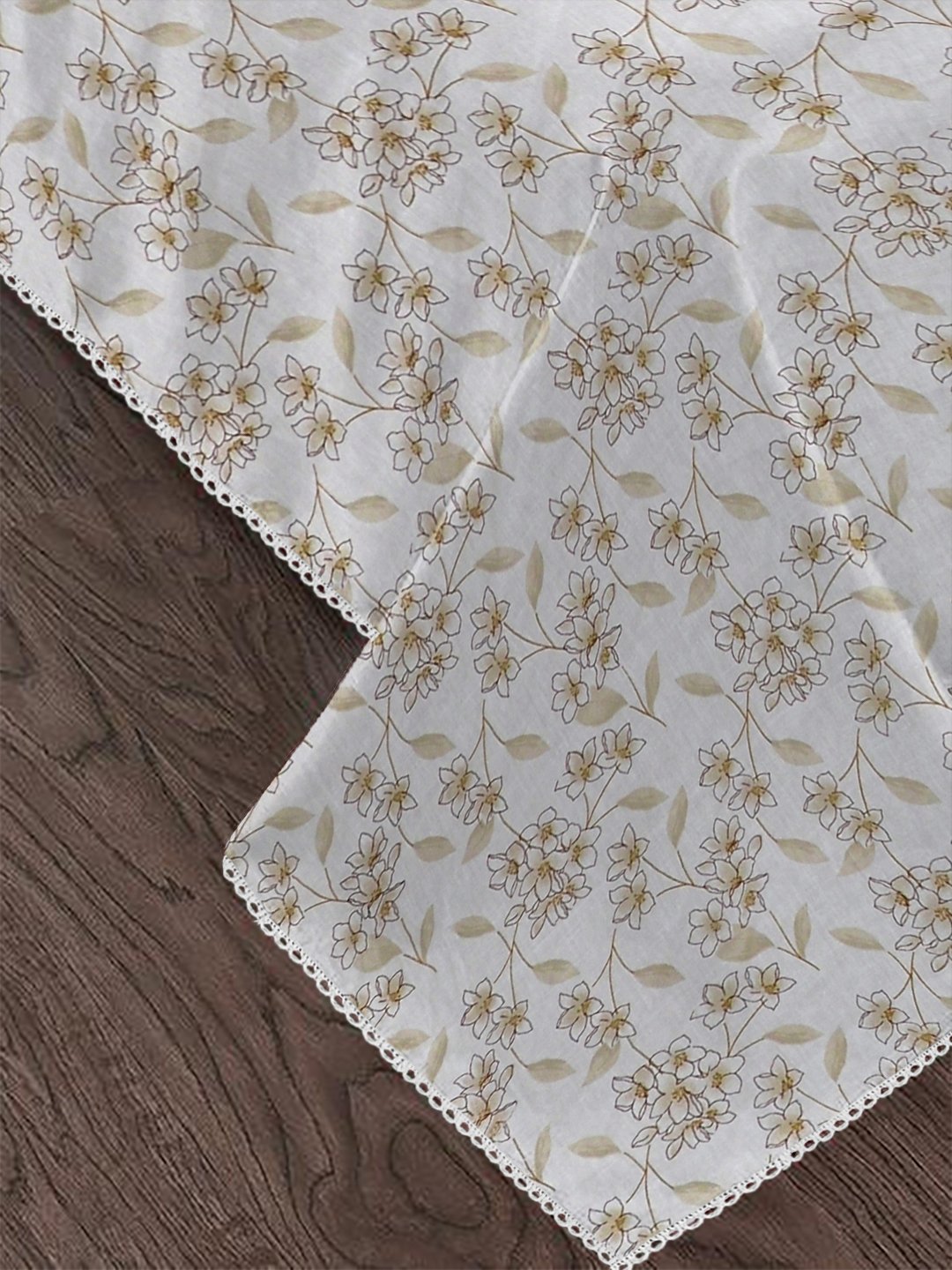 Beige Pure Cotton Floral Double Bed Dohar