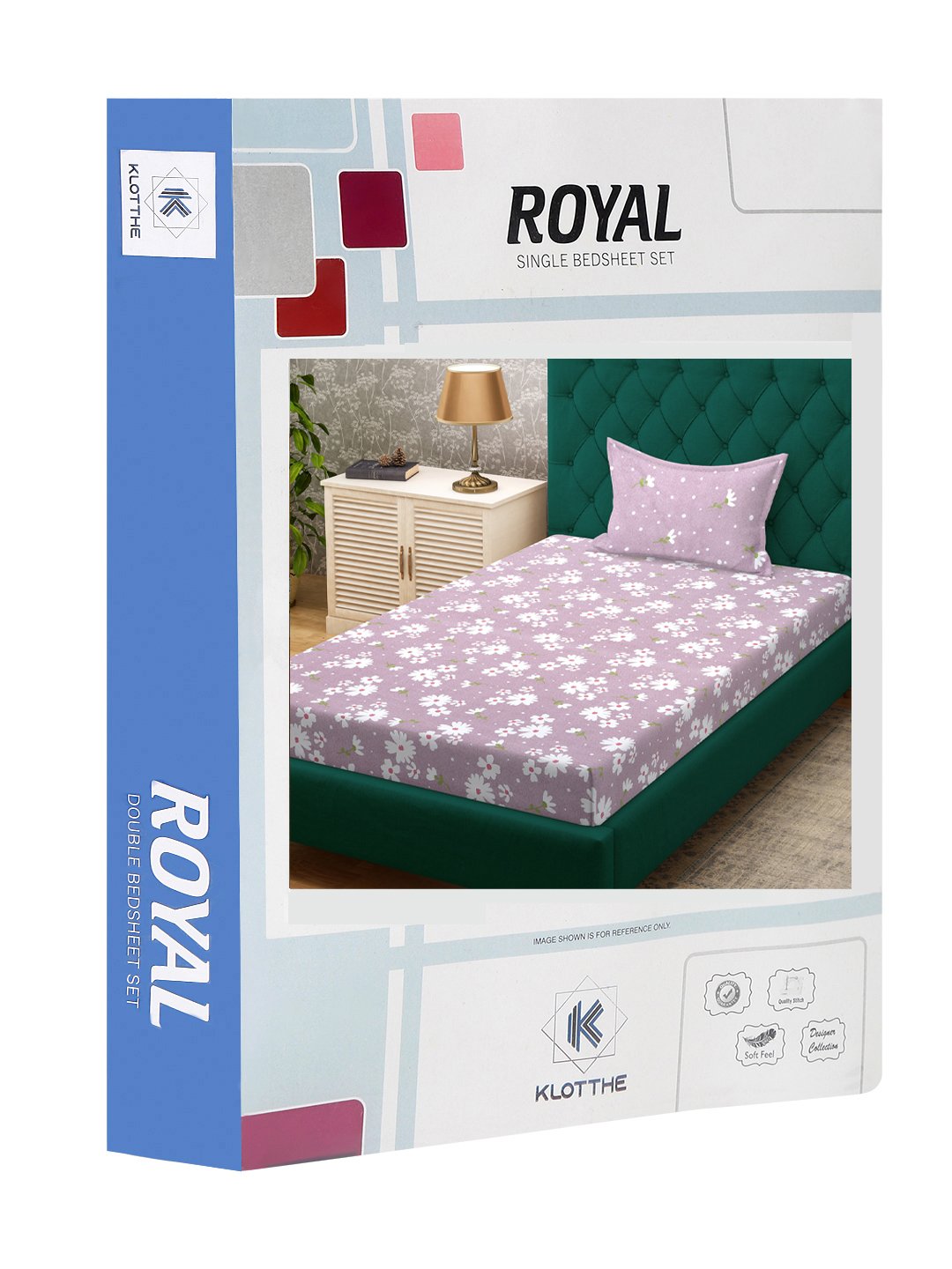 Purple Floral 300 TC Cotton Blend Single Bedsheet in Book Fold Packing