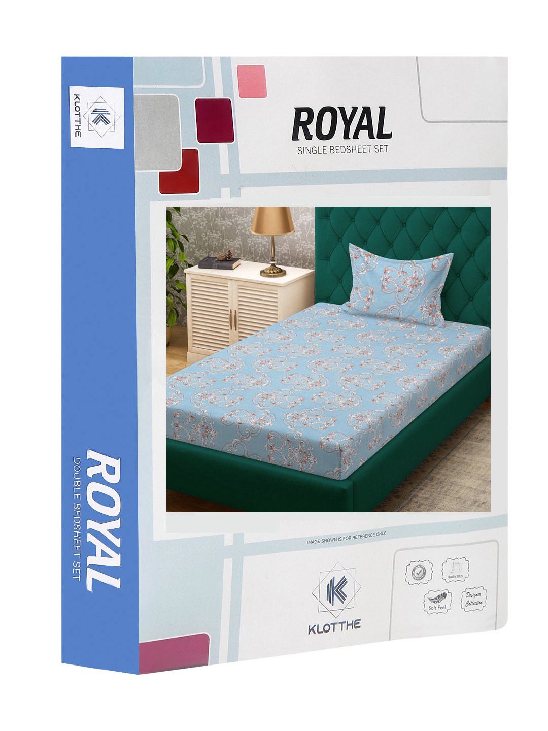SkyBlue Ethnic Motifs 300 TC Cotton Blend Single Bedsheet Set in Book Fold Packing