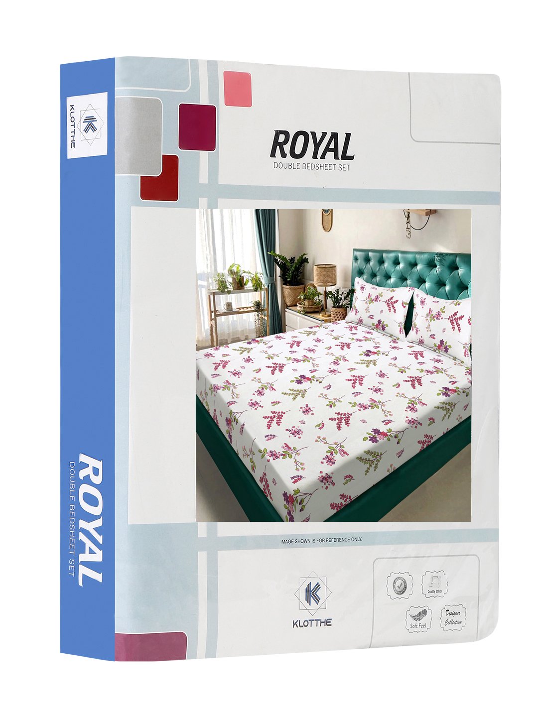 White Floral 300 TC Cotton Blend Double Bedsheet in Book Fold Packing