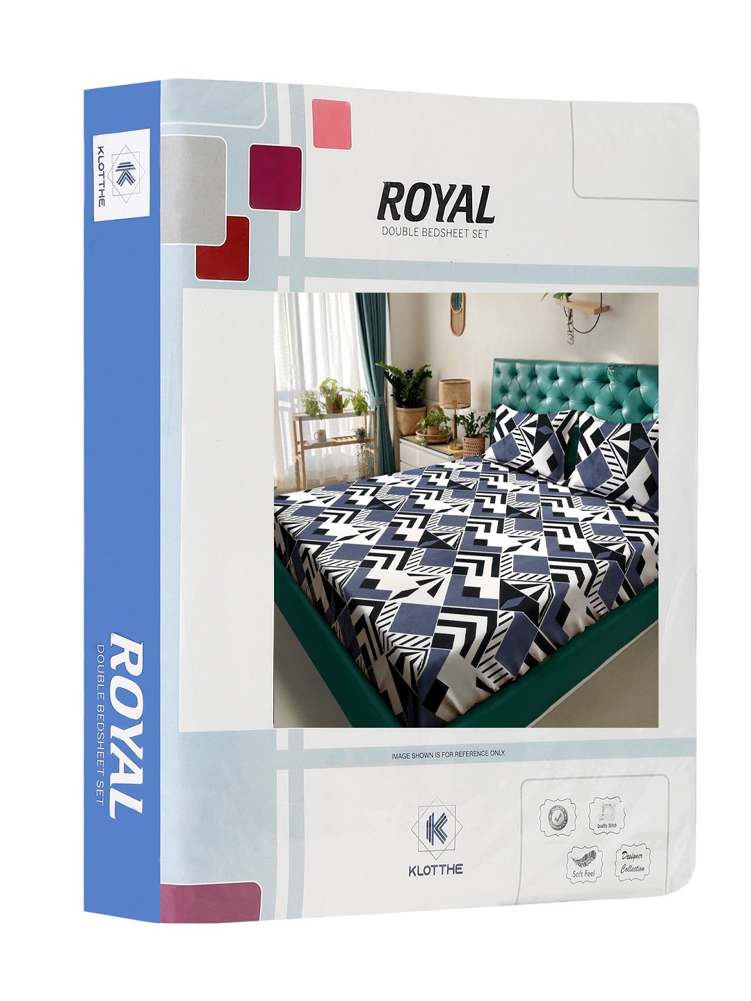 Geometric 300 TC Cotton Blend Double Bedsheet in Book Fold Packing