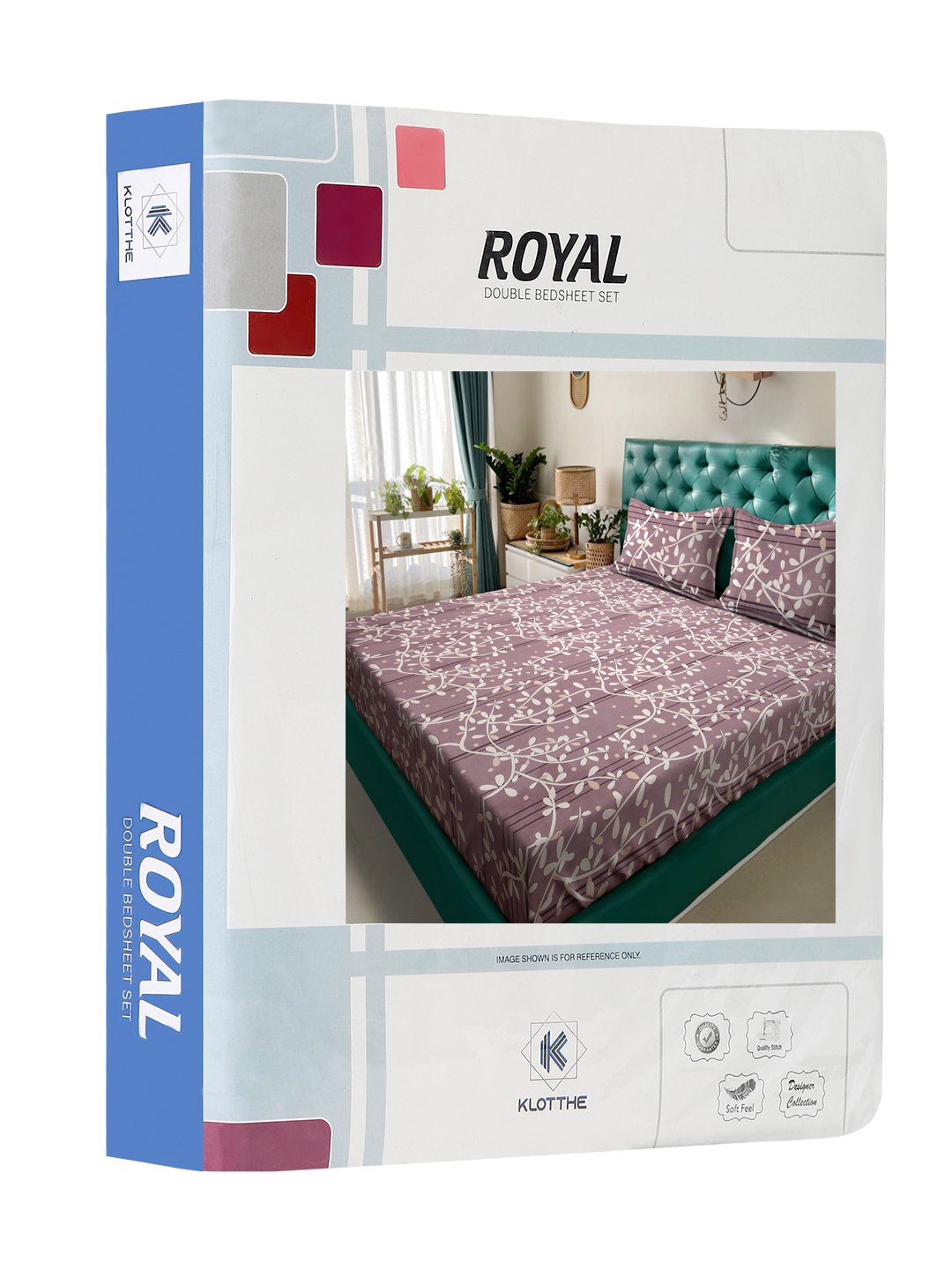 Purple Floral  300 TC Cotton Blend Double Bedsheet in Book Fold Packing