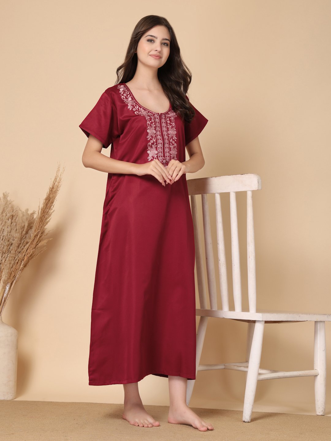 White Floral Soft Feel Cotton Blend Printed Maxi