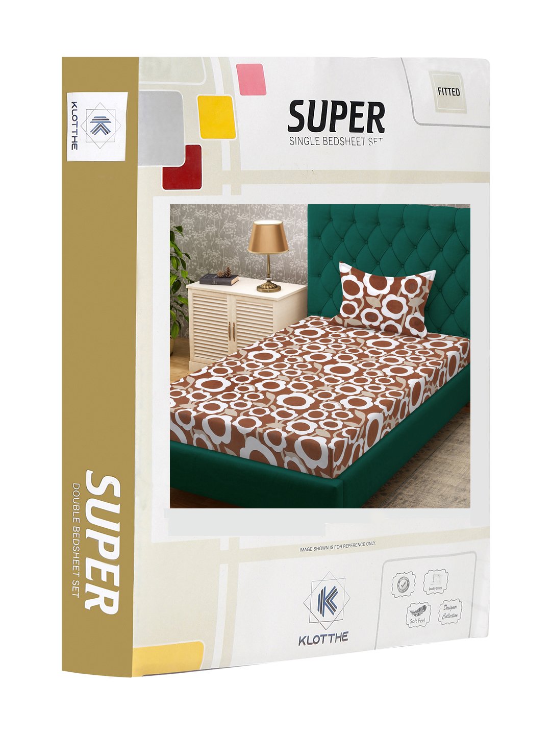 Rust Floral 300 TC Cotton Blend Fitted Single Bedsheet Set in Book Fold Packing