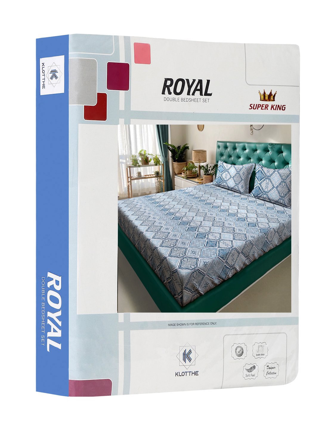 Blue Floral 400 TC Pure Cotton Double Bedsheet in Book Fold Packing