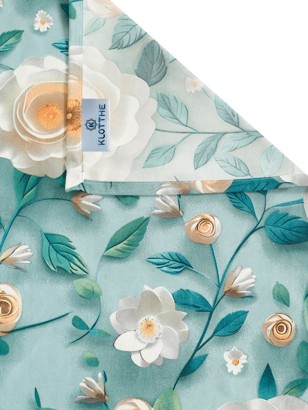 Turquoise Floral 7D King Size Cotton Blend Double Bedsheet with 2 Pillow Covers