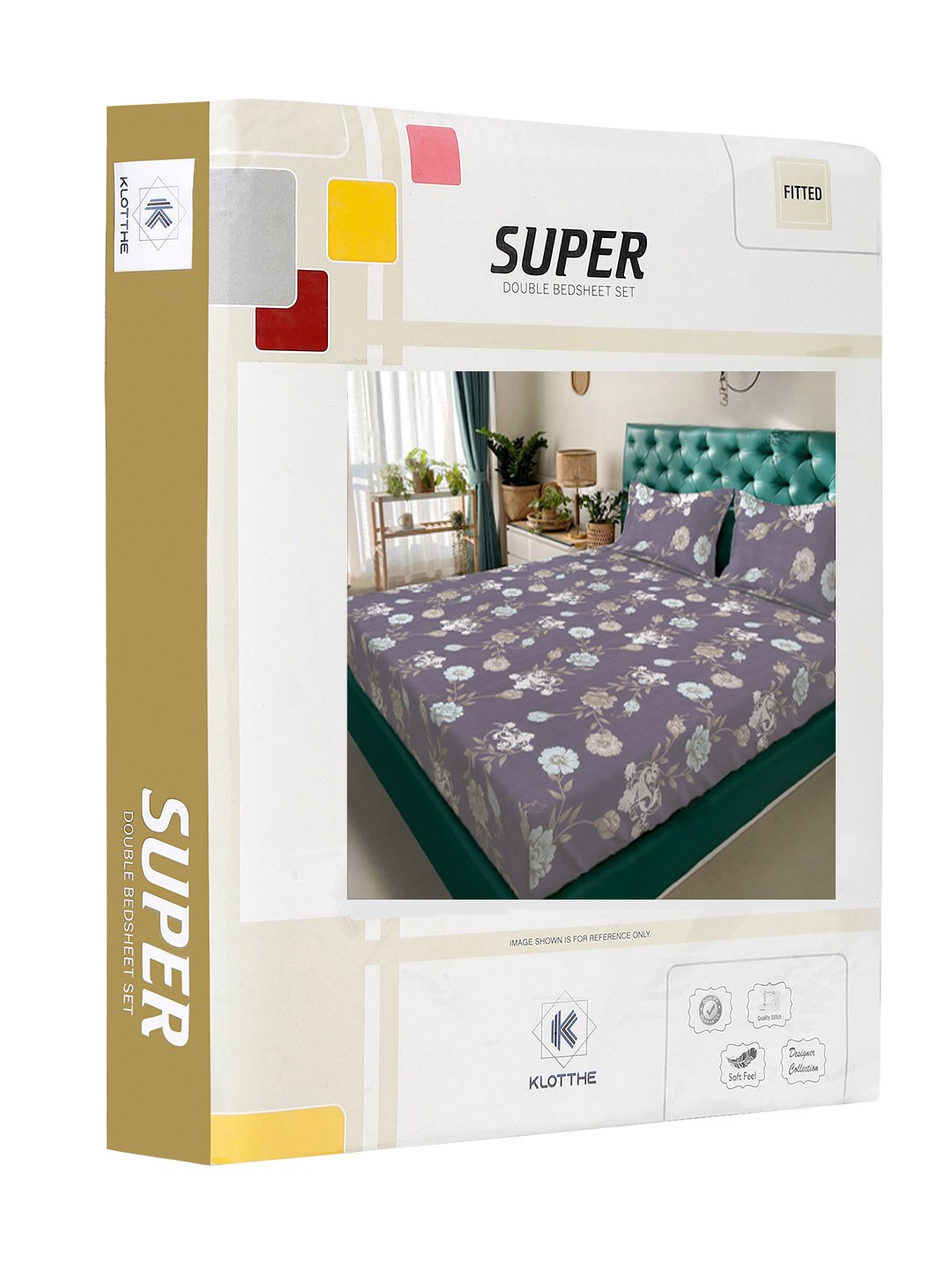 Multi Floral 300 TC Cotton Blend Fitted Double Bedsheet in Book Fold Packing