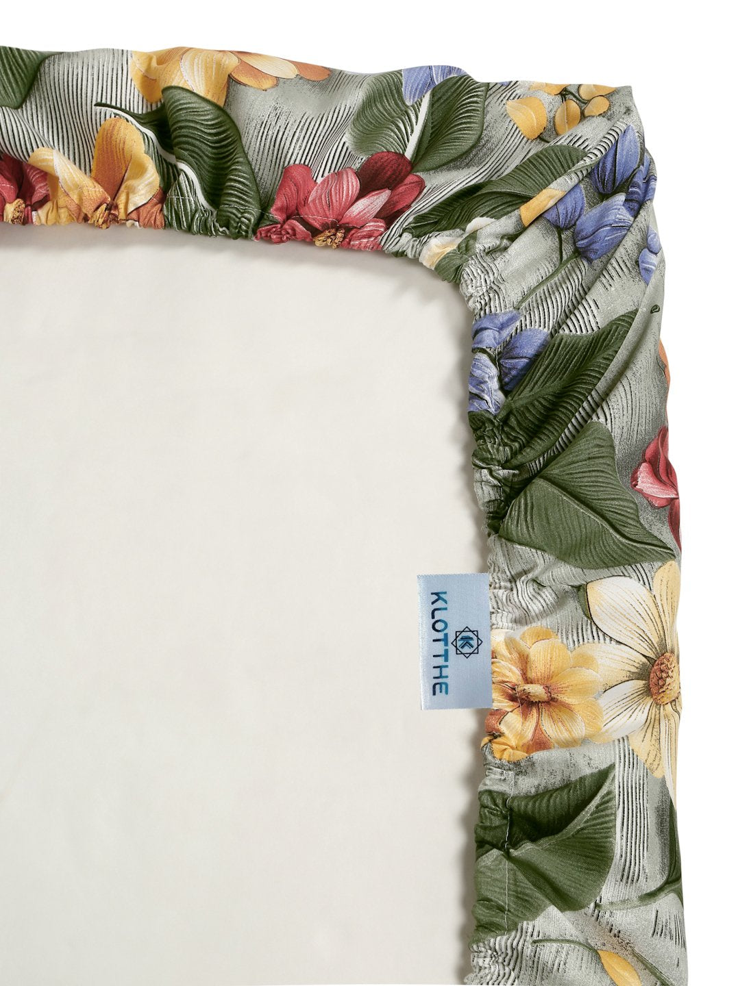 Green Floral 7D Cotton Blend Fitted Single Bedsheet with Pillow Cover