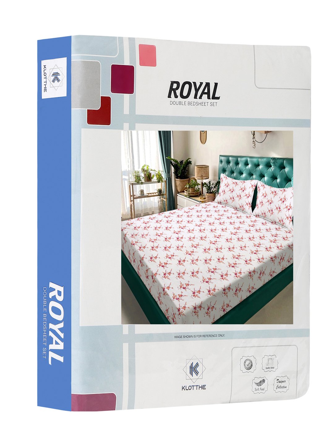White Floral 300 TC Cotton Blend Double Bedsheet in Book Fold Packing