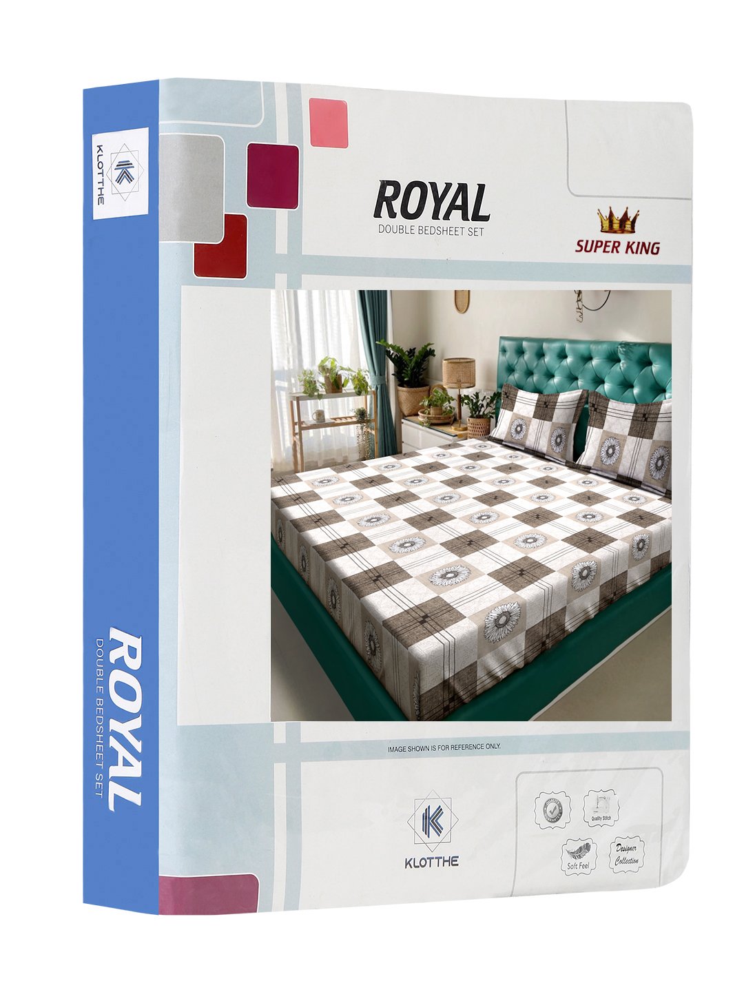 Brown Geometric 300 TC Cotton Blend Double Bedsheet in Book Fold Packing