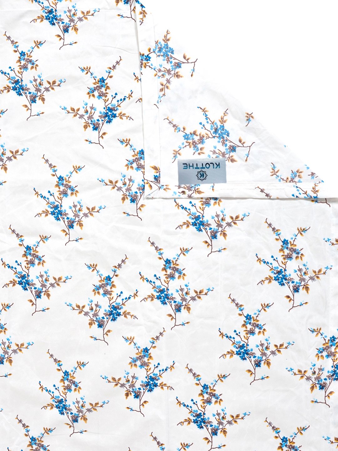 White Floral 300 TC Cotton Blend Double Bedsheet with 2 Pillow Covers