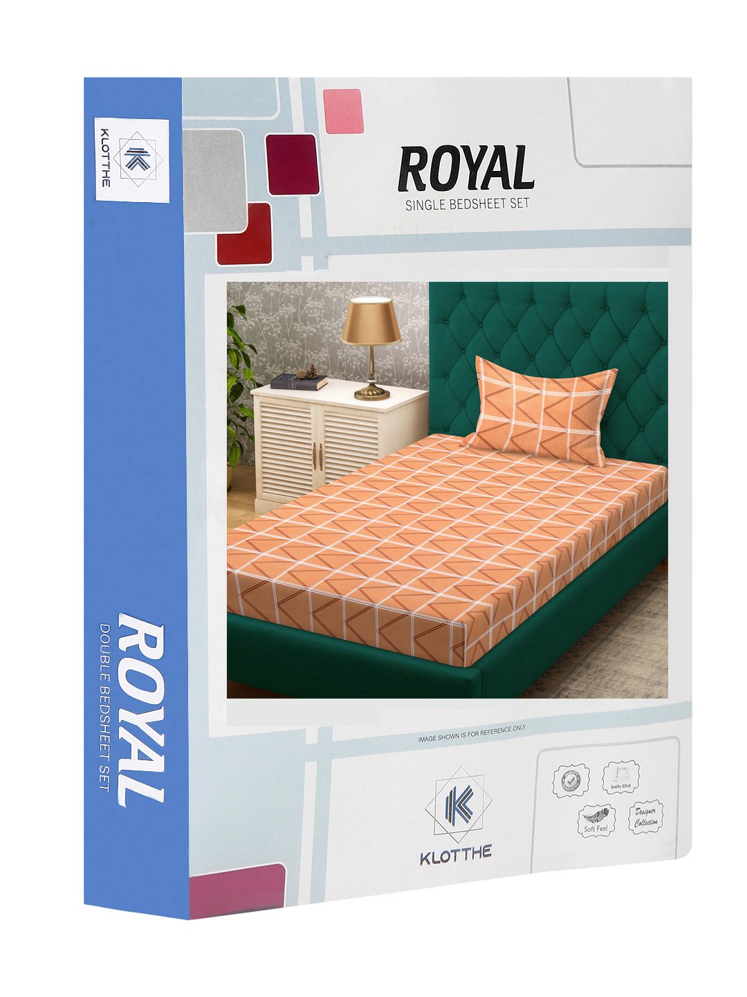 Orange Geometric 300 TC Cotton Blend Single Bedsheet in Book Fold Packing