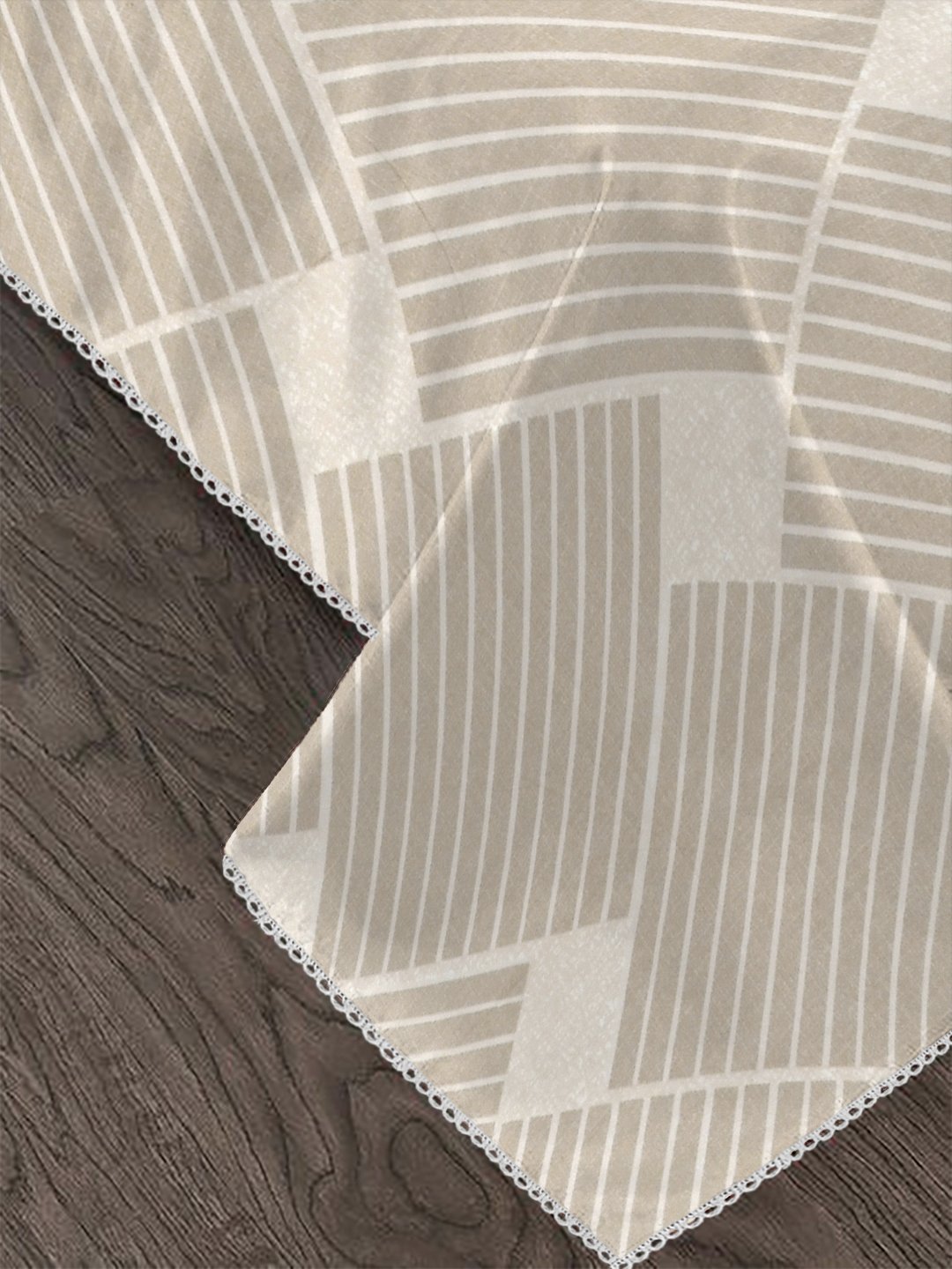 Beige Cotton Blend Geometric Double Bed Dohar