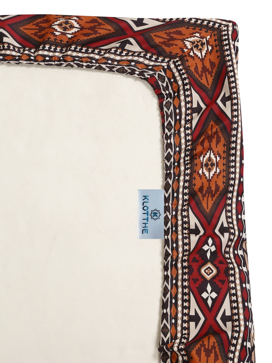Multi Digital Ethnic Motifs Printed Cotton Blend Fitted Double Bedsheet with 2 Pillow Covers