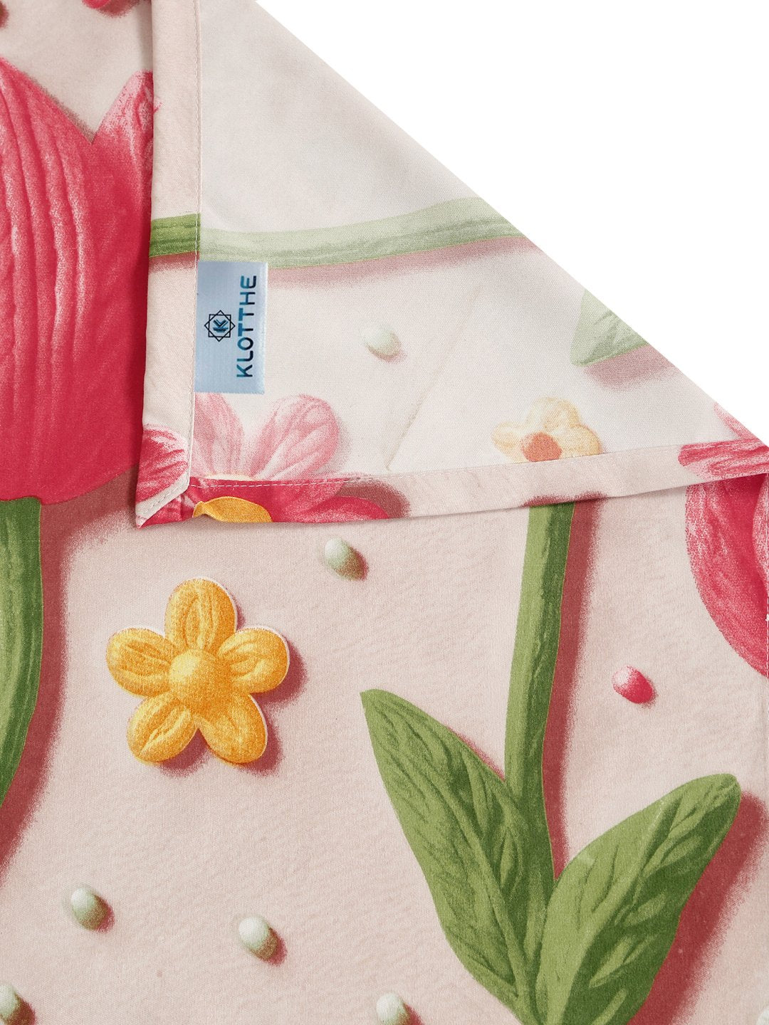 Beige Floral 7D King Size Cotton Blend Double Bedsheet with 2 Pillow Covers