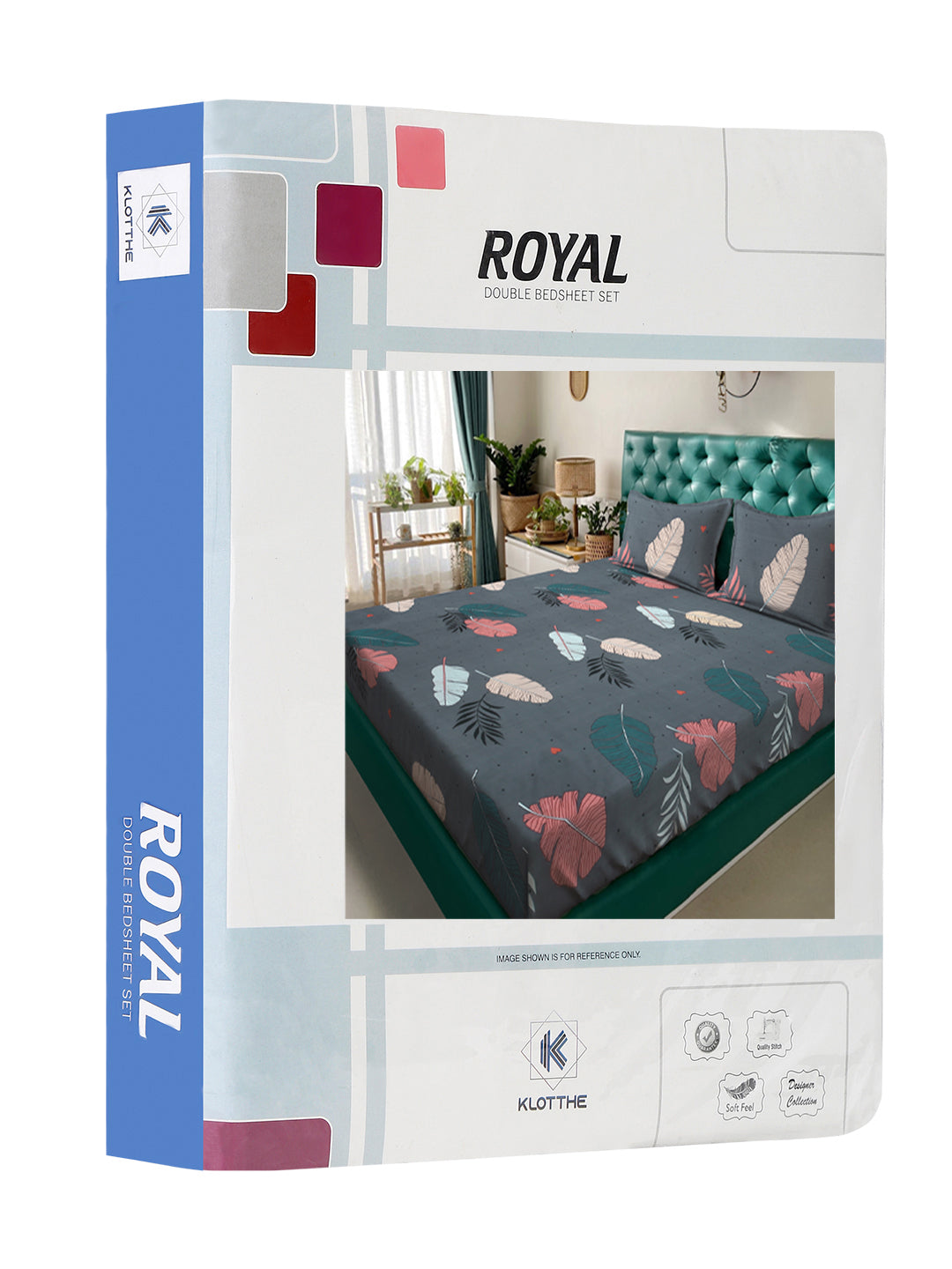Grey Floral 300 TC Cotton Blend Double Bedsheet in Book Fold Packing