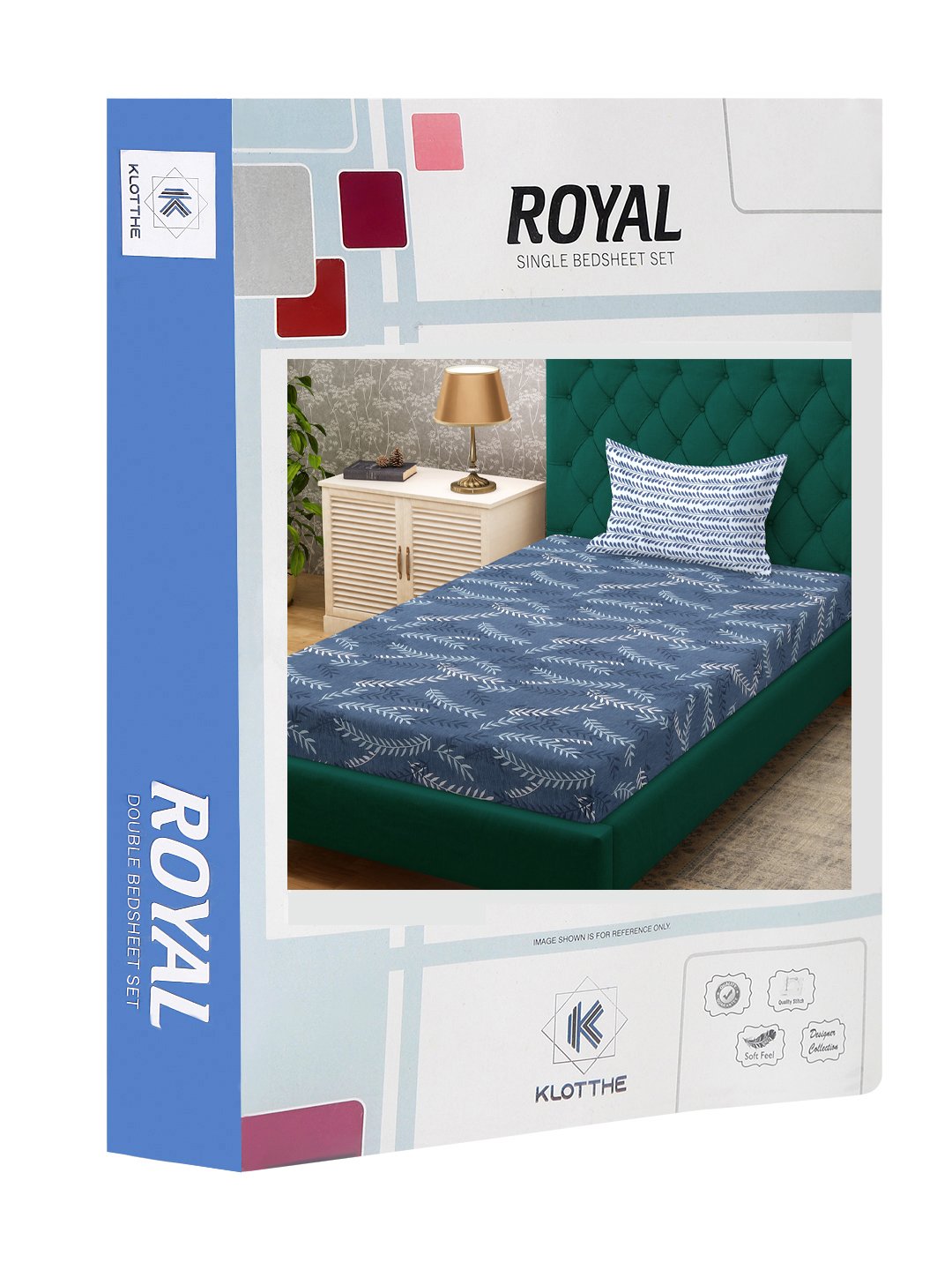 Blue Floral 300 TC Cotton Blend Single Bedsheet in Book Fold Packing