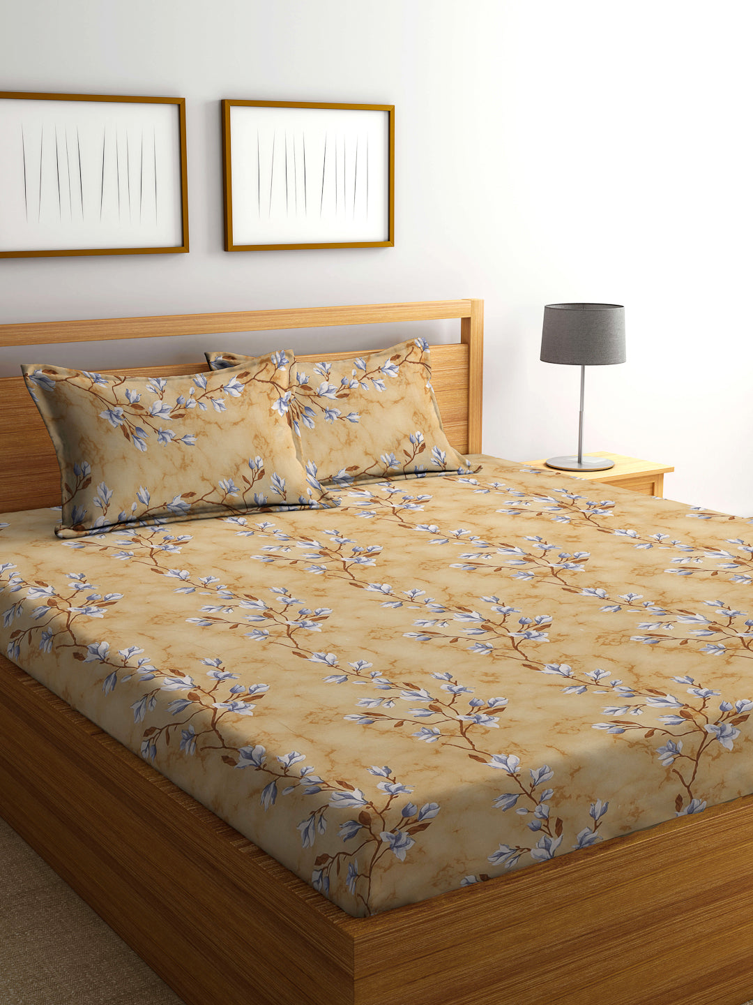 Klotthe Multicolor Floral 400 TC Pure Cotton Double Bedsheet with 2 Pillow Covers
