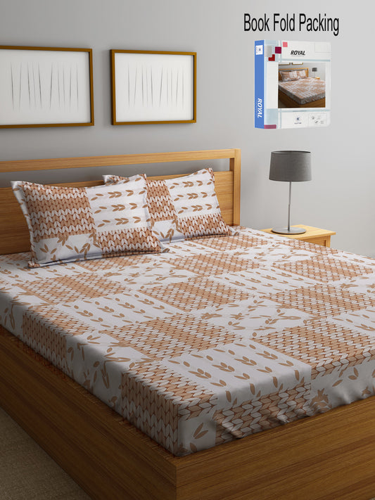 Klotthe Multi Floral 300 TC Cotton Blend Double Bed Sheet with 2 Pillow Covers in Book Fold Packing