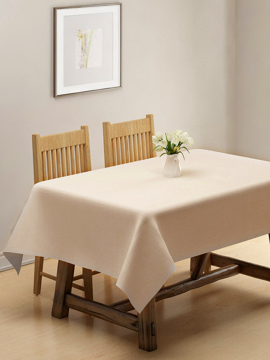 Klotthe Cream Woven Design 6 Seater Rectangular Table Cover