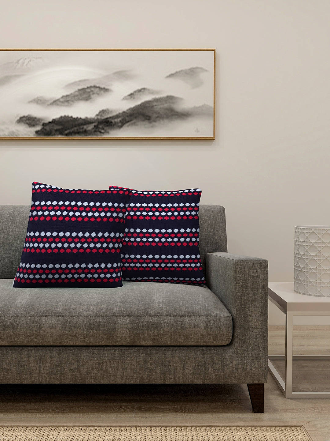 KLOTTHE Set of Two Multi Wool Self Design Cushion Covers