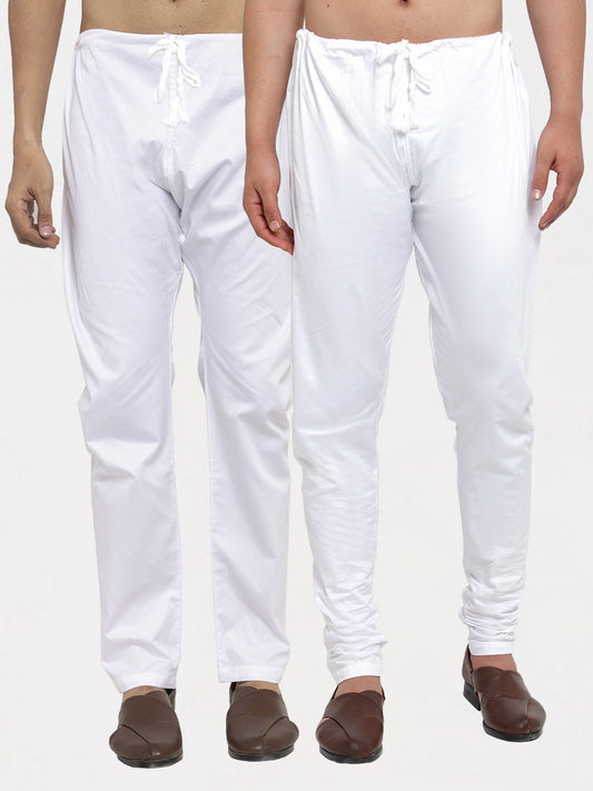 KLOTTHE Set of 2 White Cotton Solid Pyjamas