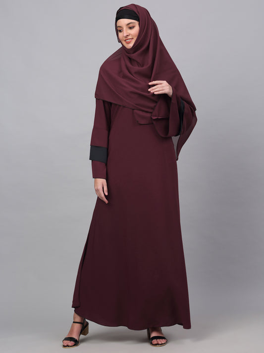 Klotthe Women Maroon Embellished Burqa With Scarves