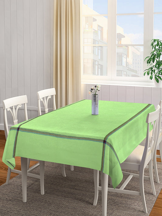 KLOTTHE LightGreen Cotton Solid Rectangle Table Cover (72X52 Inch)