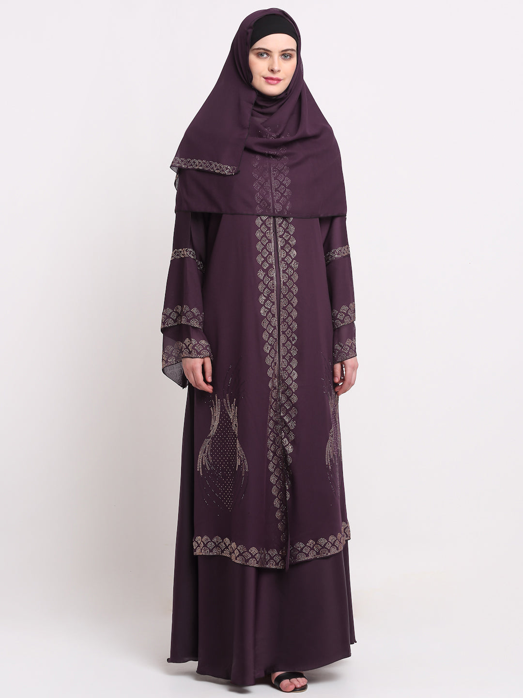 Klotthe Women Purple Solid Burqa With Scarf