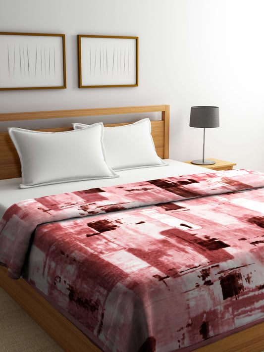 Klotthe Unisex Pink Abstract Heavy Winter 1000 GSM Double Bed Blanket