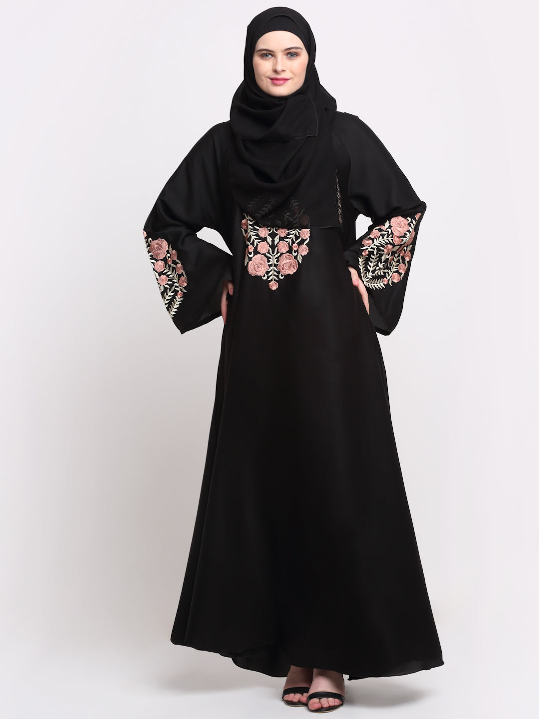 Klotthe Women Black Solid Burqa with Scarf