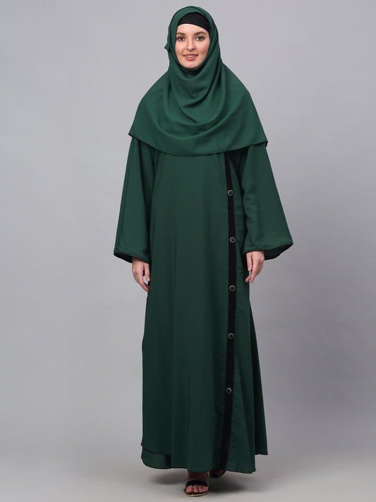 Klotthe Women Green Embellished Burqa With Scarves