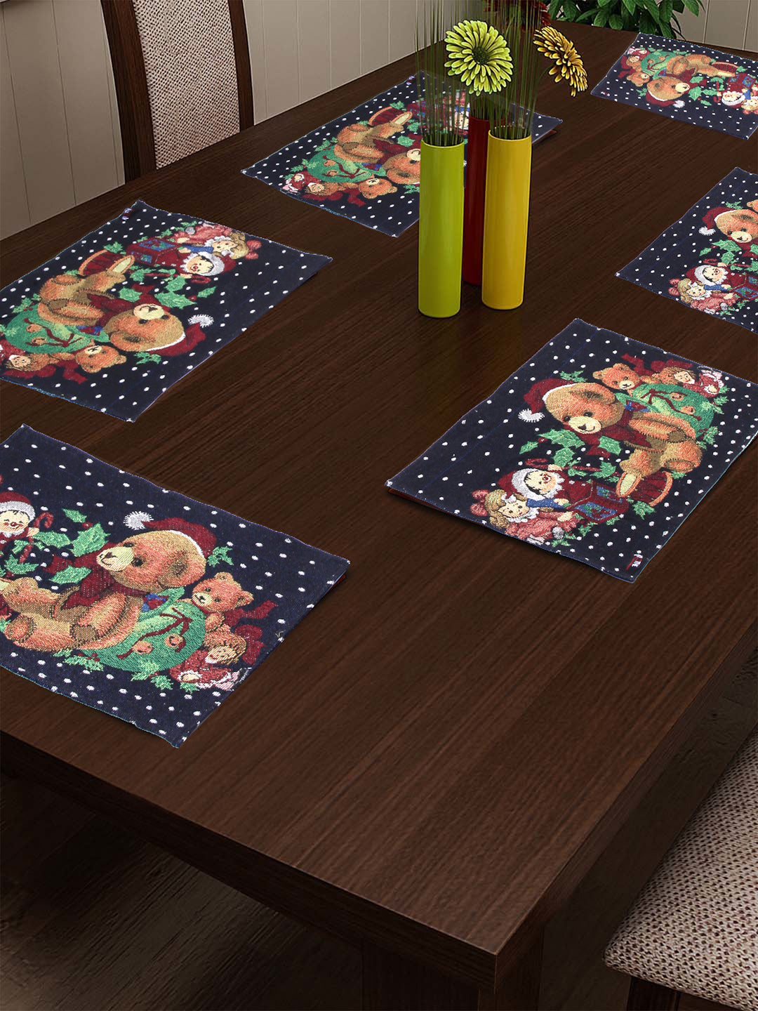 Klotthe Set of 6 Woven Multicolor Dining Table Mats