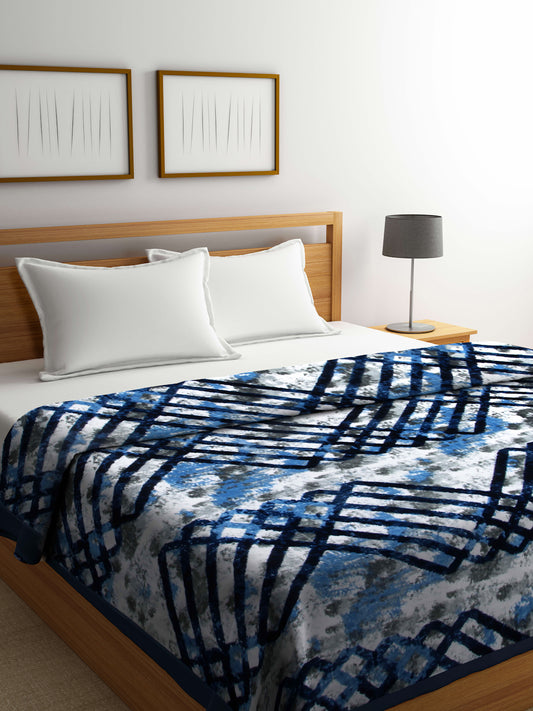 Klotthe Unisex Multi Striped Heavy Winter 1000 GSM Double Bed Blanket