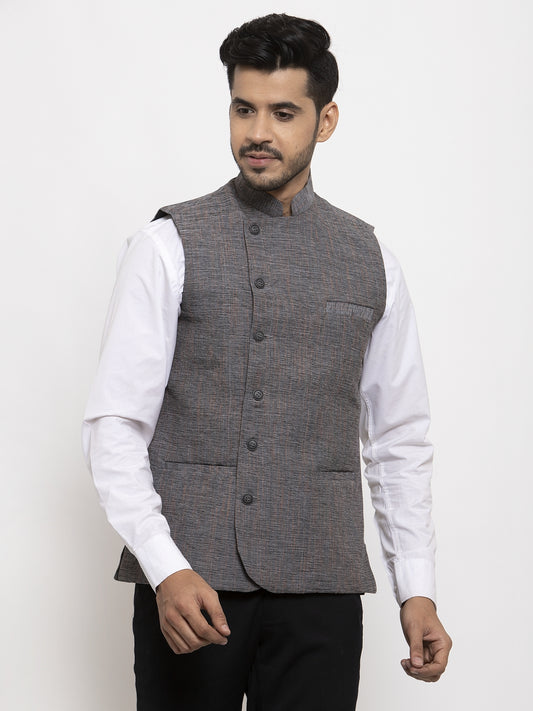 Klotthe Grey Cotton Nehru Jacket