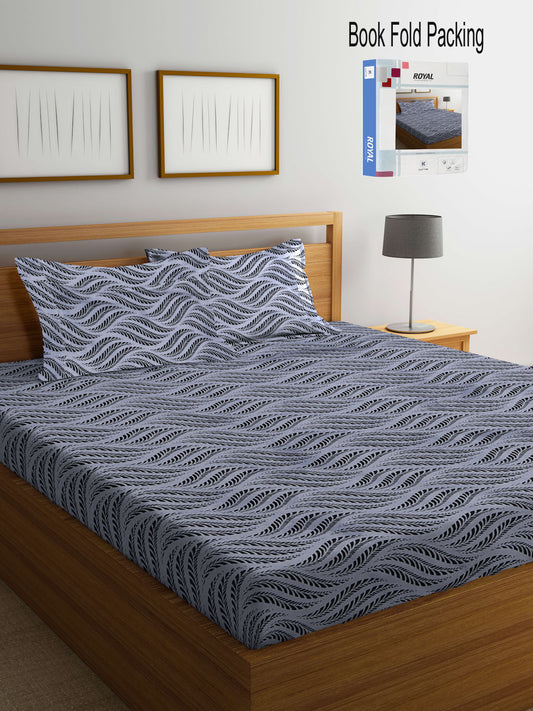 Klotthe Multi Abstract 300 TC Cotton Blend Double Bed Sheet with 2 Pillow Covers in Book Fold Packing