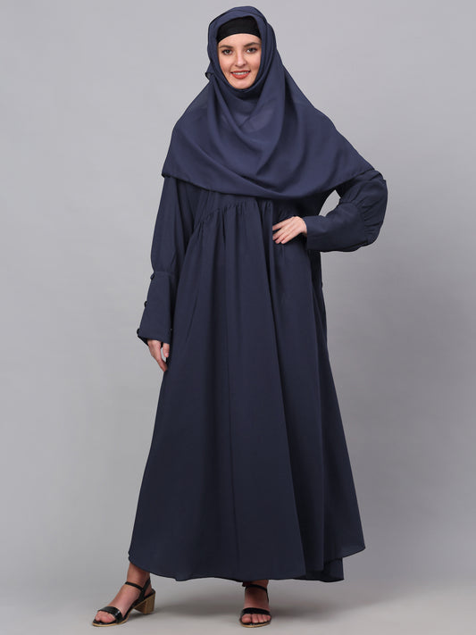 Klotthe Women Blue Embellished Burqa With Scarves