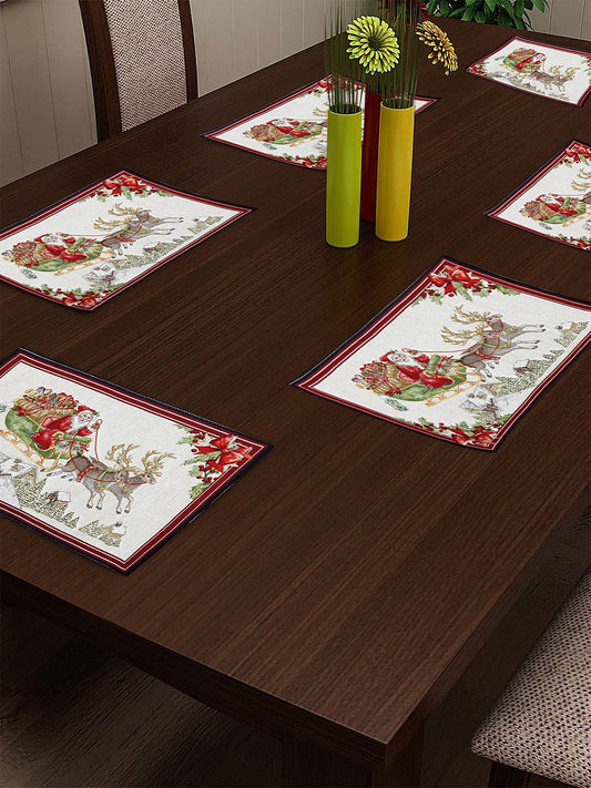 Klotthe Set of 6 Wooven Red Dining Table Mats