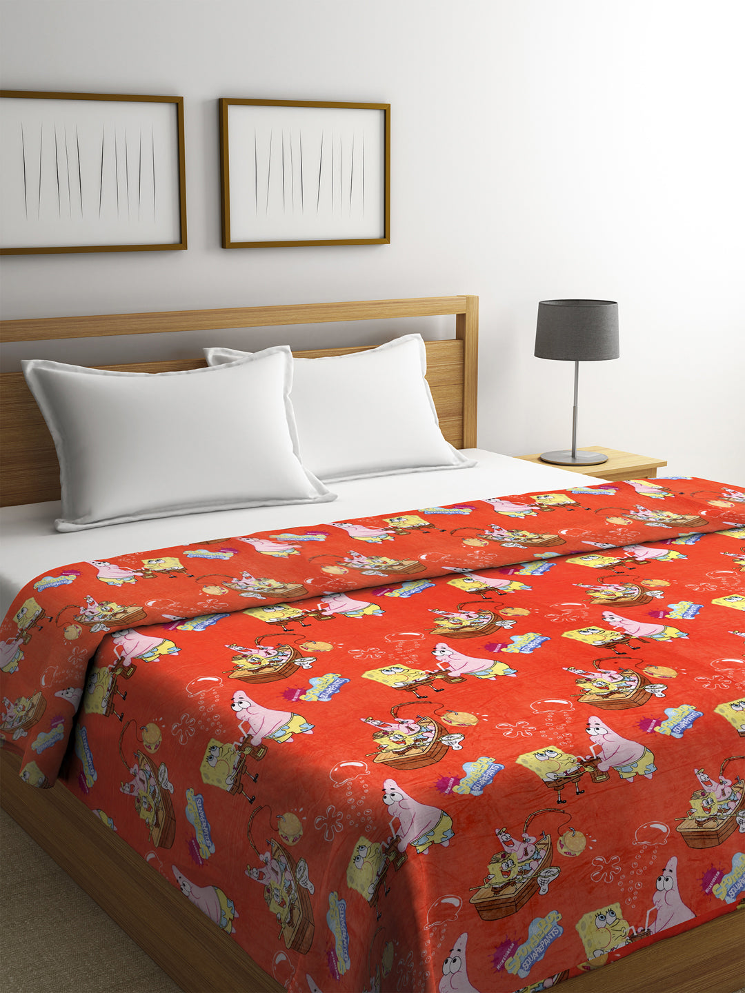KLOTTHE Orange Fur Cartoon Characters 300 GSM Double Bed Comforter (220X210 cm)