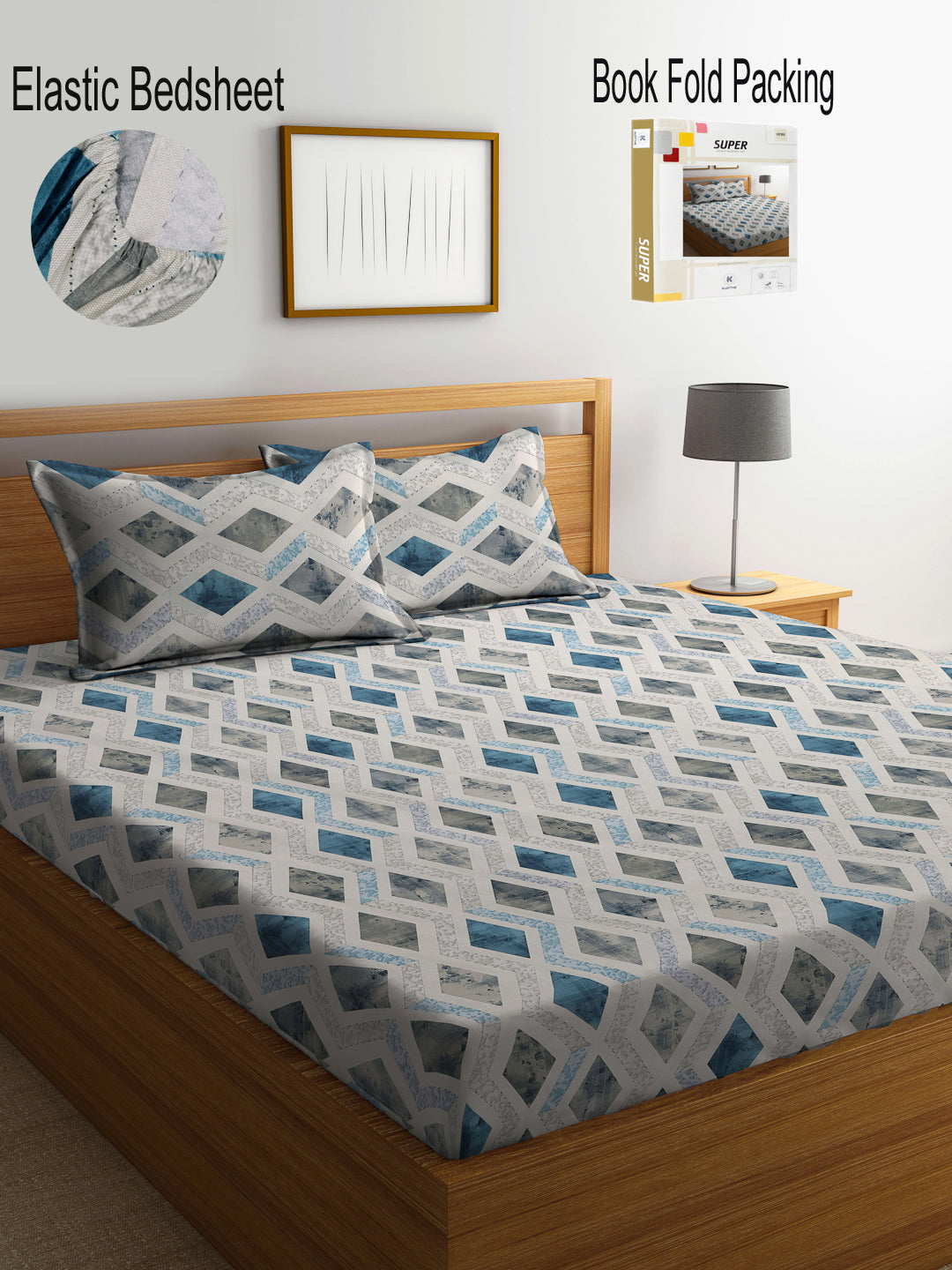 Klotthe Multicolor Geometric 400 TC Pure Cotton Fitted Double Bedsheet klotthe-multicolor-geometric-400-tc-pure-cotton-fitted-double-bedsheet