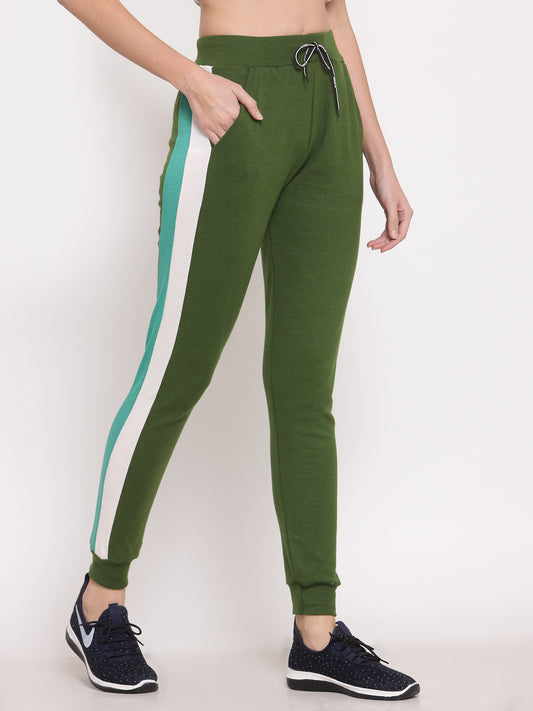 Klotthe Women Green Solid Slim Fit Track Pants