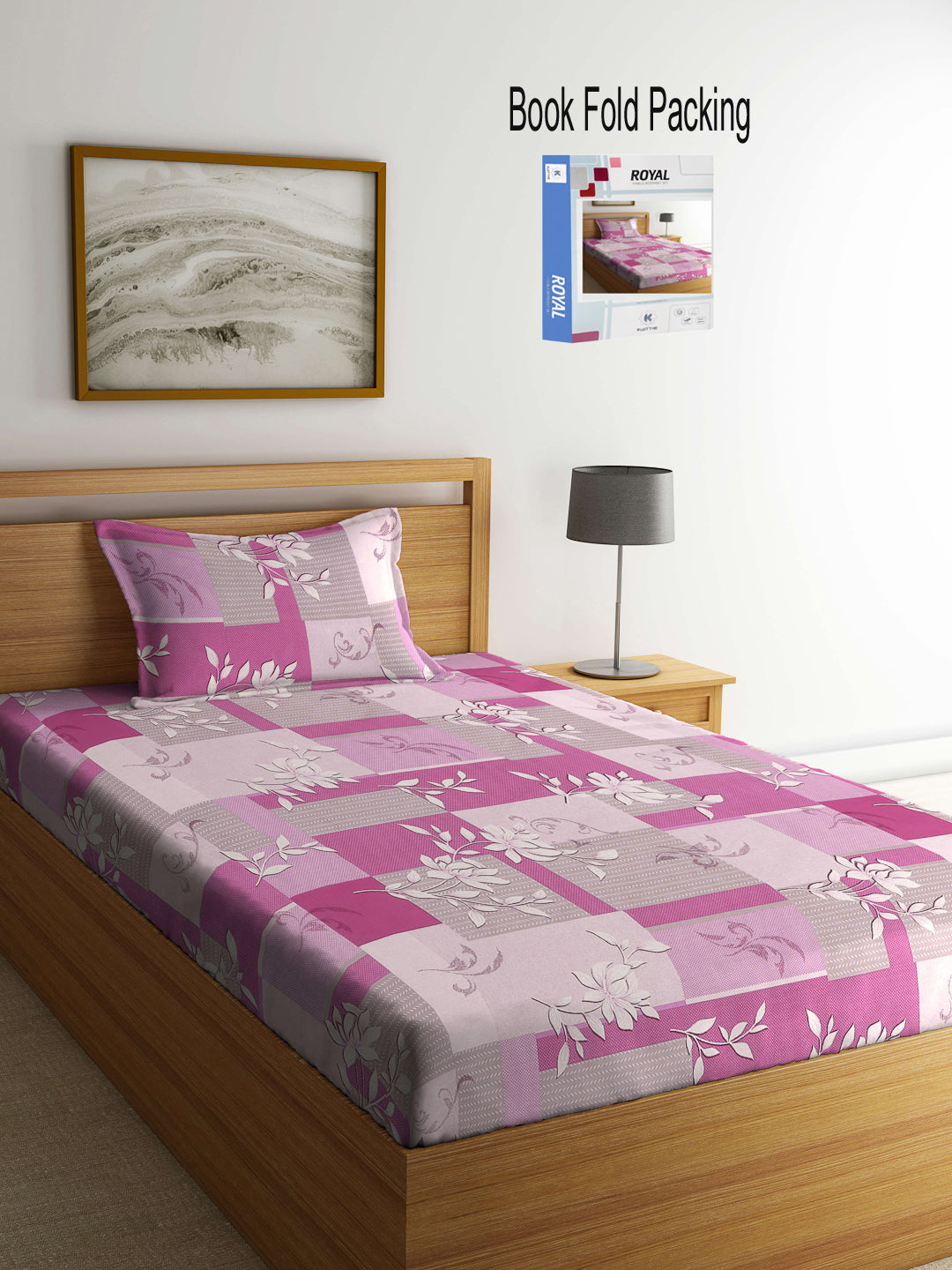 Klotthe Multicolor Floral 400 TC Pure Cotton Single Bedsheet Set in Book Fold Packing