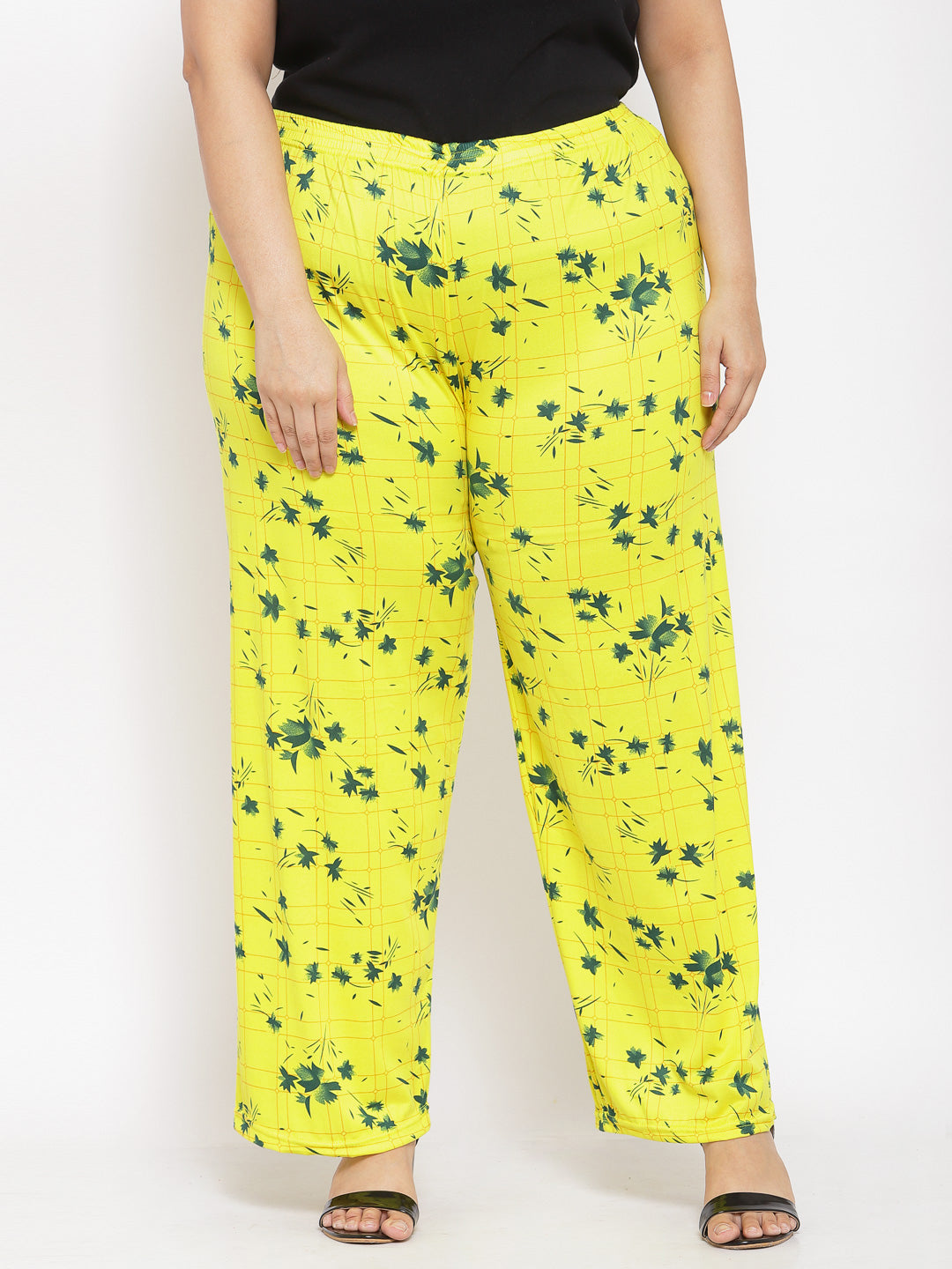 KLOTTHE Yellow Viscose Rayon Printed Palazzo