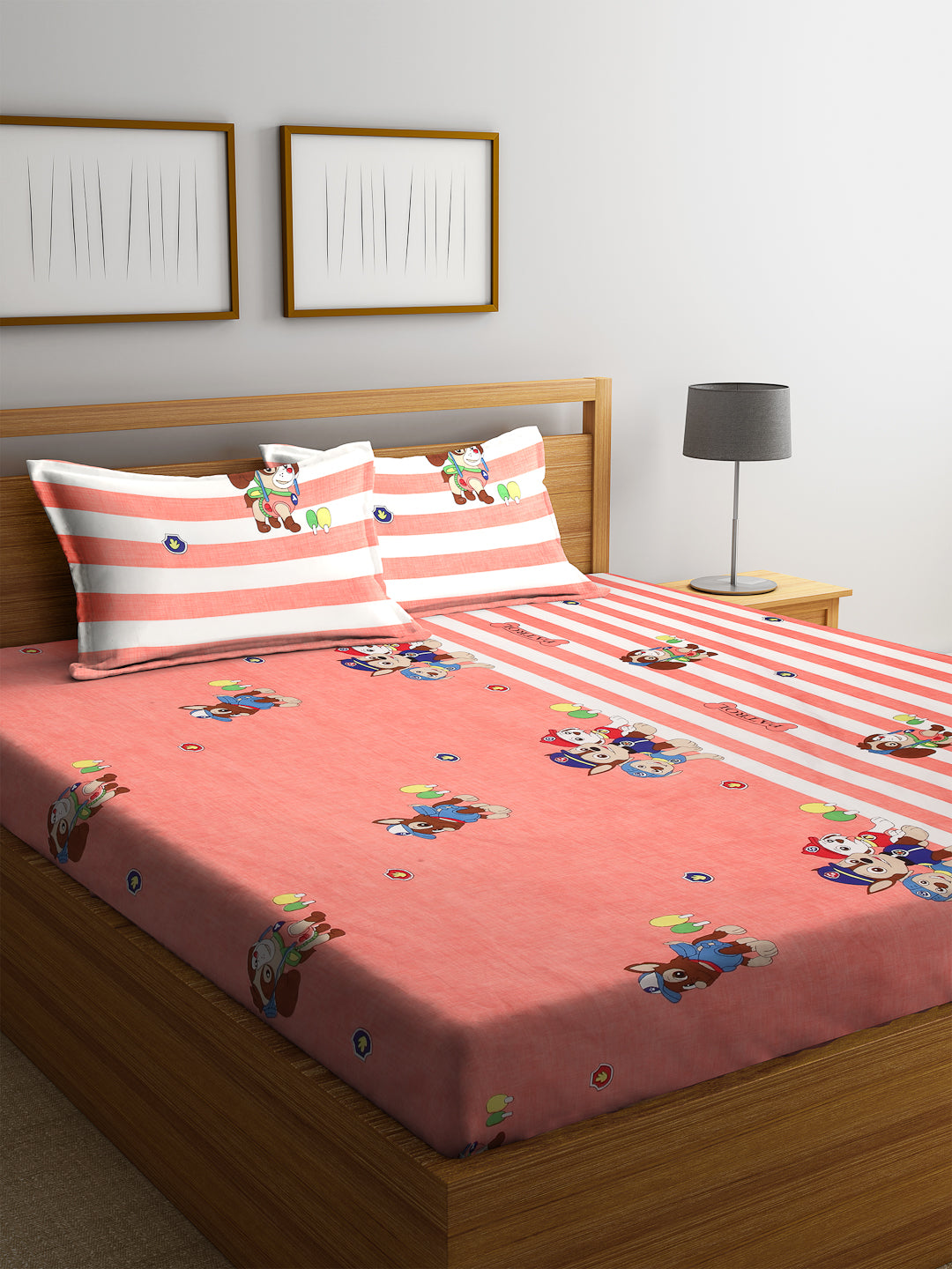 Special Kid's Edition Dinosaur Brown King Size Bed Sheet Set with 2 Pillow Covers by Klotthe® (250X220 cm)