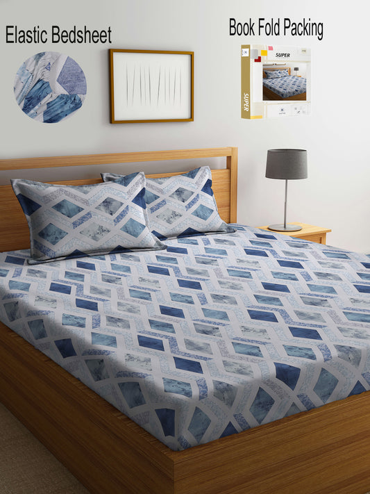 Klotthe Multicolor Geometric 400 TC Pure Cotton Fitted Double