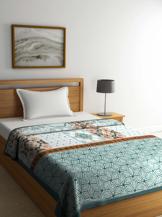 Klotthe Unisex Green Abstract Heavy Winter 1000 GSM Single Bed Blanket