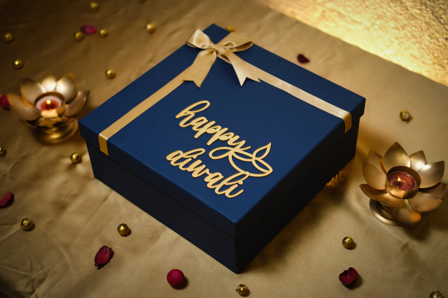 Blue Jacquard Gift Box Diwali Hamper By Klotthe®