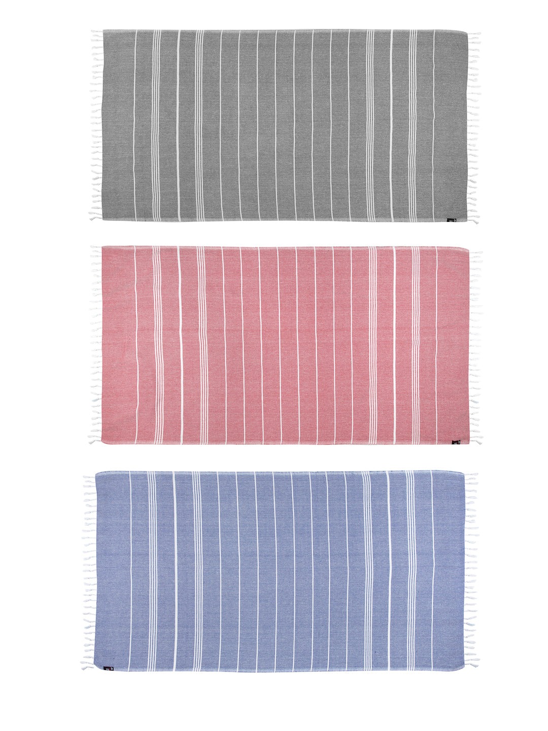 KLOTTHE Set of 3 Multi Cotton Striped Bath Towels (150X75 cm)